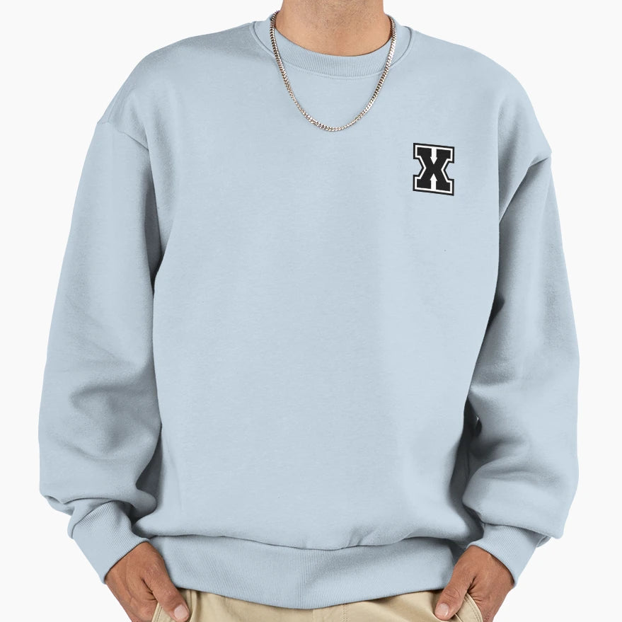 Black X Stylized Initial Alphabet Sweatshirt - Custom Art Print for Adults - T-Shirt, Sweatshirt, Hoodie