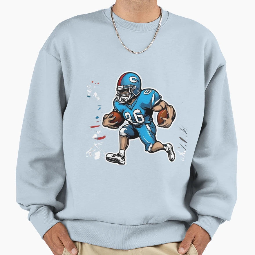 Cartoon Character Playing Football Sweatshirt - Unique Graphic Men Women - T-Shirt, Sweatshirt, Hoodie