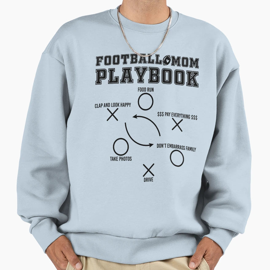Football Mom Playbook Funny Sports Sweatshirt - Minimalist Print Men Women - T-Shirt, Sweatshirt, Hoodie