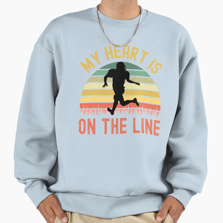 My Heart Is Line Football Offense Sweatshirt - Aesthetic Graphic Men Women - T-Shirt, Sweatshirt, Hoodie