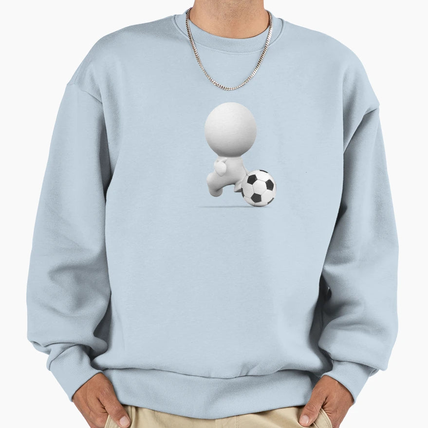 White Comic Character Playing Soccer Sweatshirt - Streetwear Style Unisex - T-Shirt, Sweatshirt, Hoodie