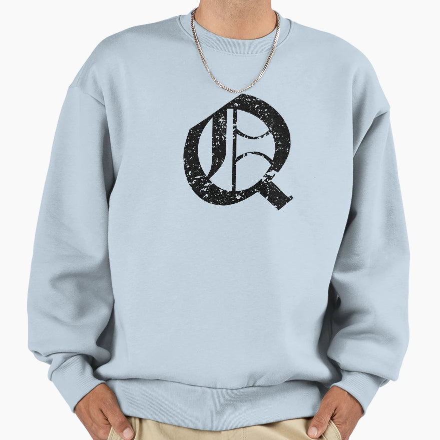 Capital Letter Q Eroded Distressed Sweatshirt - Streetwear Style Men Women - T-Shirt, Sweatshirt, Hoodie