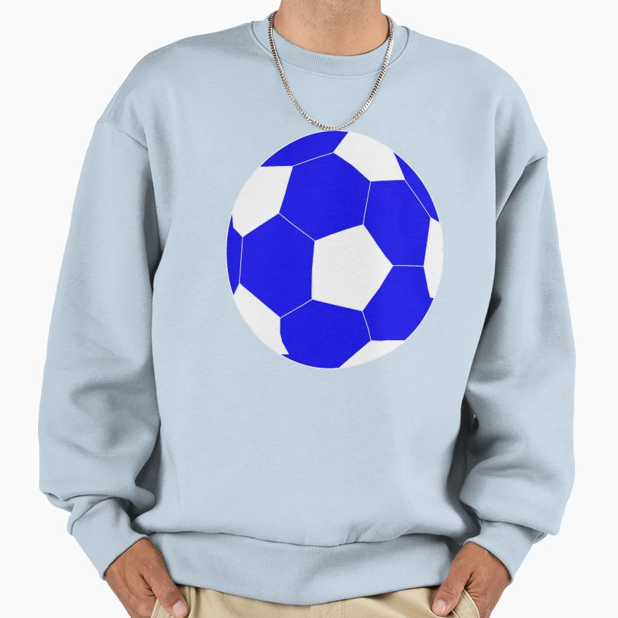Blue Soccer Ball Drawing Sweatshirt - Minimalist Print for Adults - T-Shirt, Sweatshirt, Hoodie