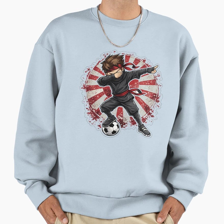 Dabbing Ninja Soccer Japan Flag Sweatshirt - Streetwear Style for Adults - T-Shirt, Sweatshirt, Hoodie