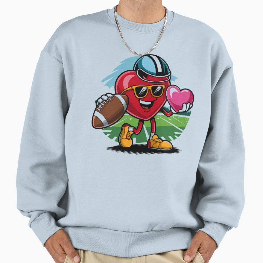 Valentines Day Heart Quarterback Sweatshirt - Streetwear Style for Adults - T-Shirt, Sweatshirt, Hoodie
