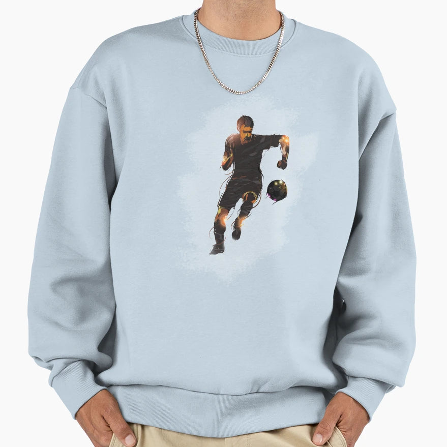 Footballer Running Ball Sweatshirt - Casual Everyday Wear Men Women - T-Shirt, Sweatshirt, Hoodie