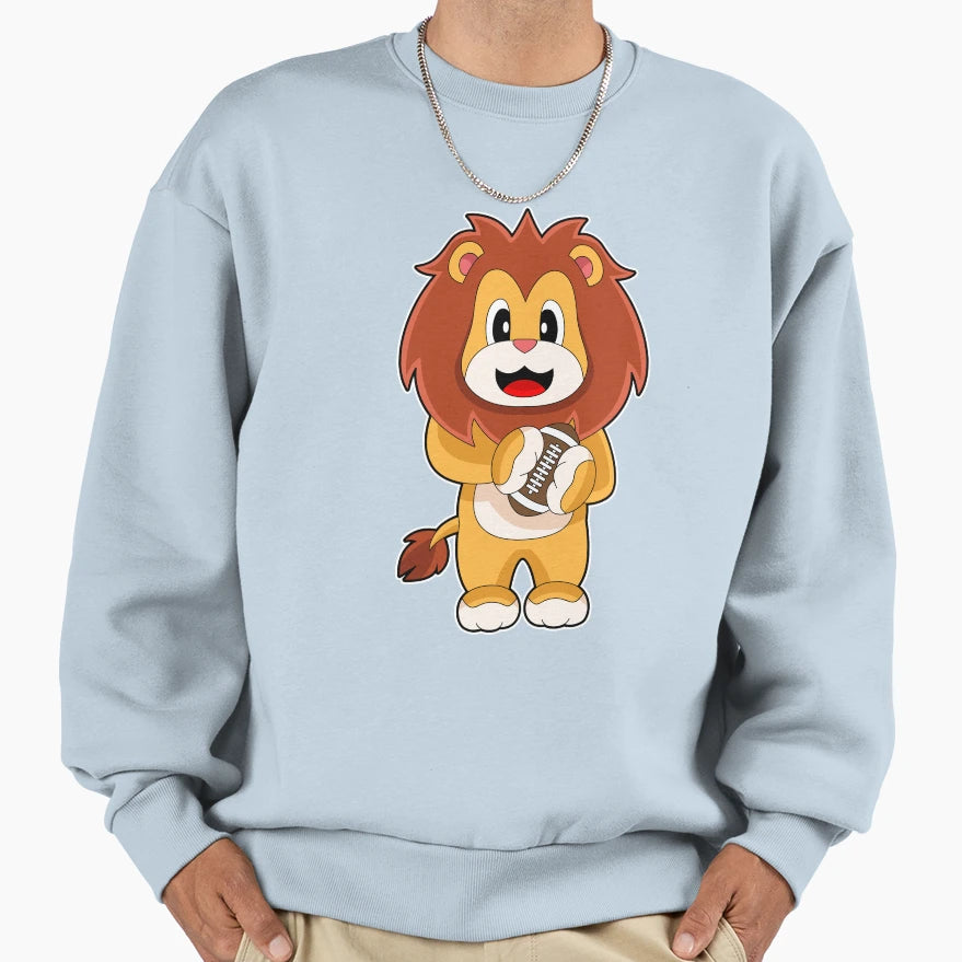 Lion American Football Sports Sweatshirt - Unique Graphic Men Women - T-Shirt, Sweatshirt, Hoodie