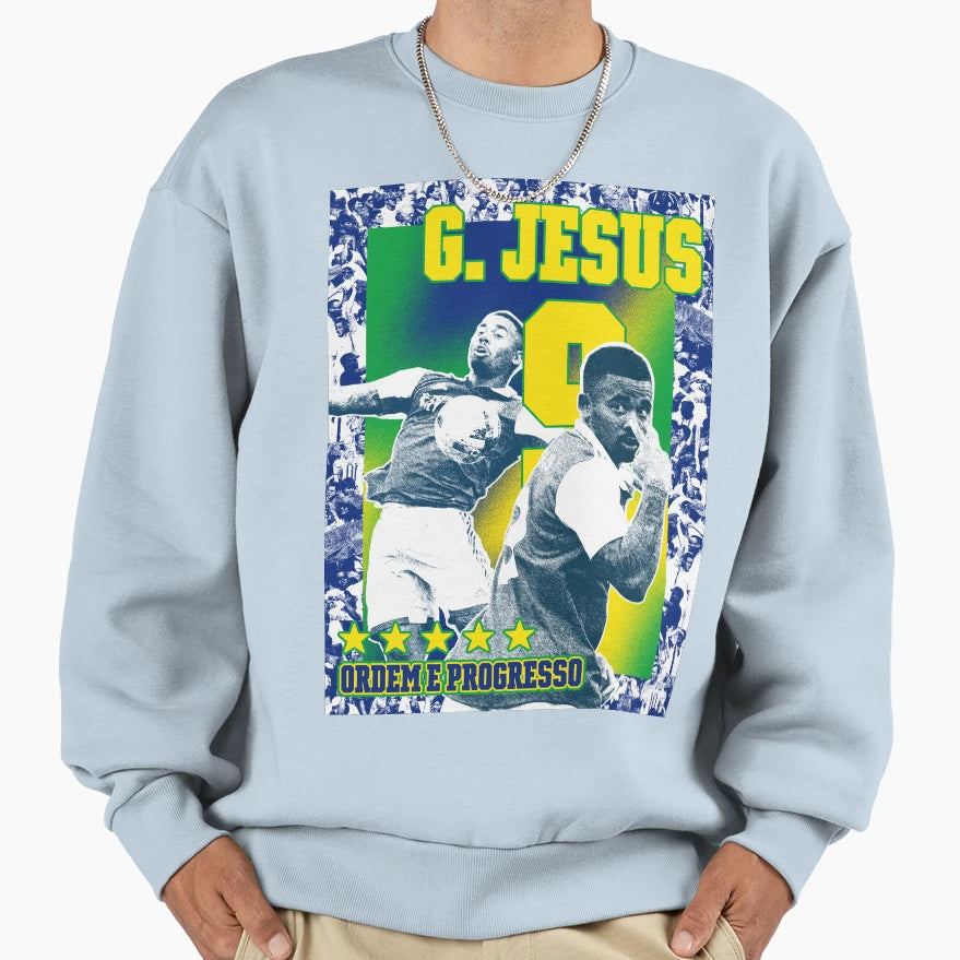 Gabriel Jesus Brazil Player Card Sweatshirt - Novelty Apparel Unisex - T-Shirt, Sweatshirt, Hoodie