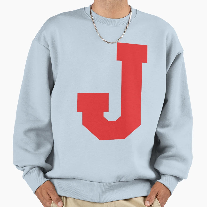 Alphabet Red J Sports Letter J Sweatshirt - Fun Novelty Design for Adults - T-Shirt, Sweatshirt, Hoodie