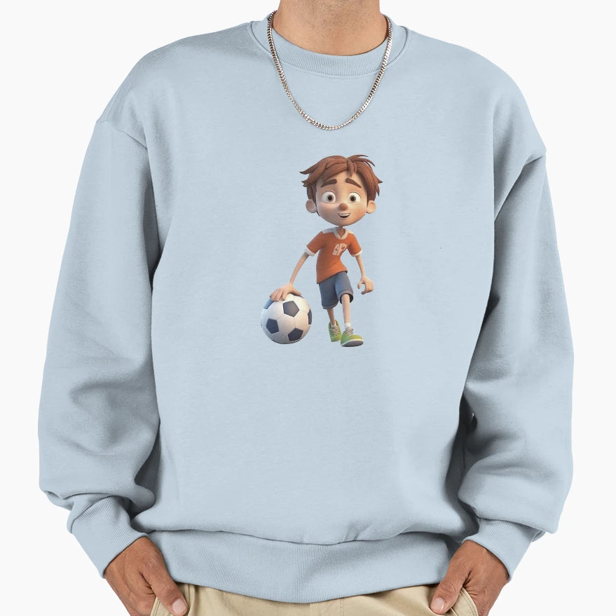 Cartoon Playing Football Sweatshirt - Streetwear Style Unisex - T-Shirt, Sweatshirt, Hoodie