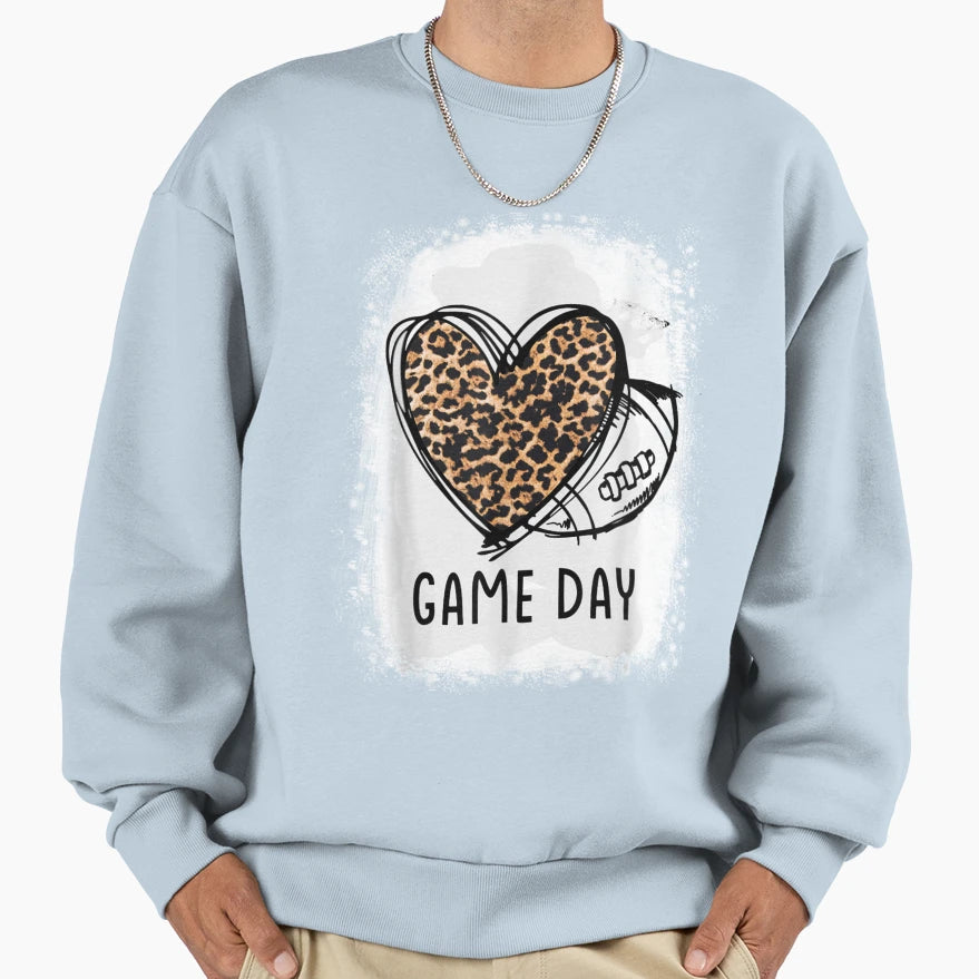 Game Day Leopard Heart Football T-Shirt - Casual Everyday Wear Unisex - T-Shirt, Sweatshirt, Hoodie