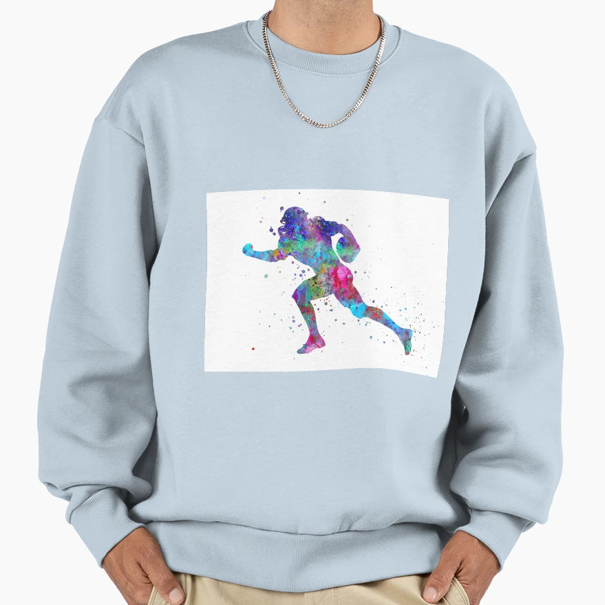 American Football Player Watercolor Sweatshirt - Streetwear Style Unisex - T-Shirt, Sweatshirt, Hoodie