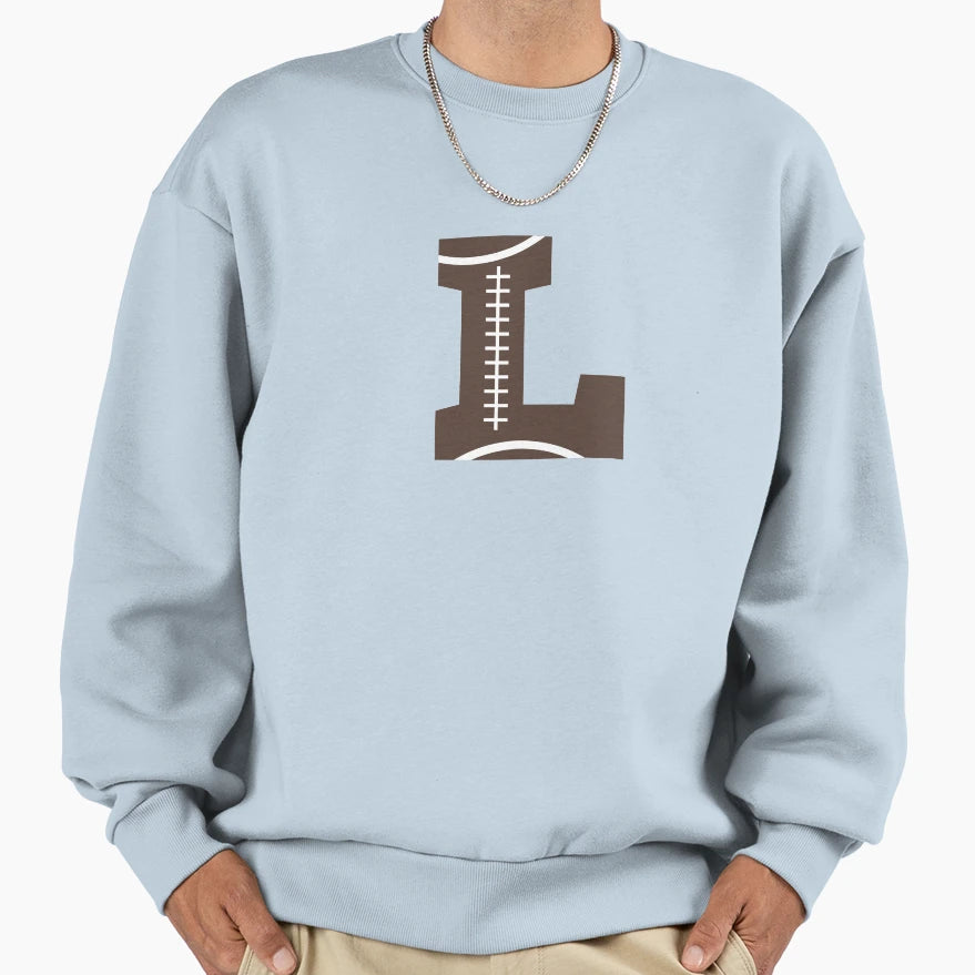 Personalized Football Initial L Sweatshirt - Graphic Print for Adults - T-Shirt, Sweatshirt, Hoodie