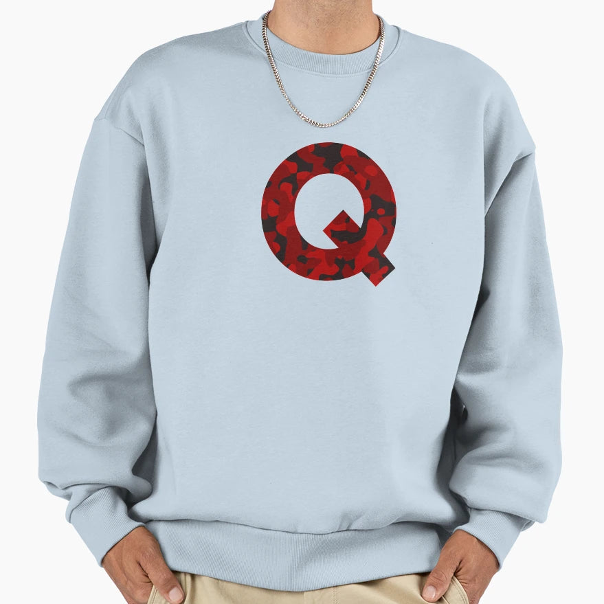 Letter Q Red Camo Sweatshirt - Fun Novelty Design Unisex - T-Shirt, Sweatshirt, Hoodie