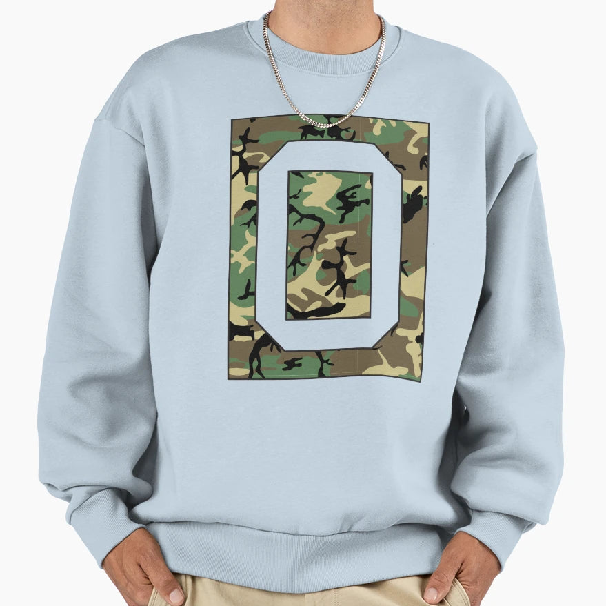 Letter O Military Camo Stencil Font Sweatshirt - Trendy Graphic for Adults - T-Shirt, Sweatshirt, Hoodie