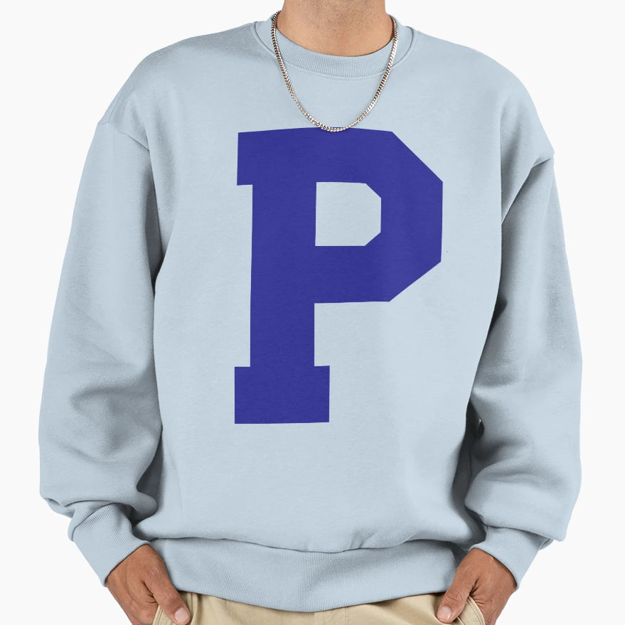 Alphabet Blue P Sports Letter P Sweatshirt - Aesthetic Graphic Unisex - T-Shirt, Sweatshirt, Hoodie
