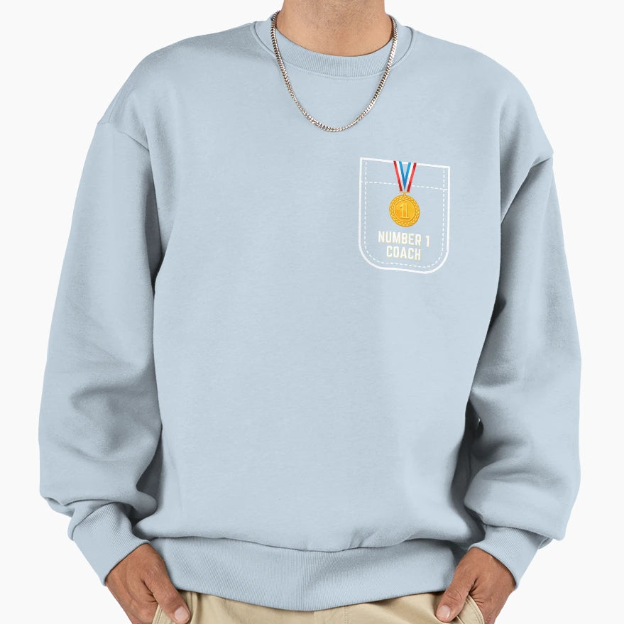 Number 1 Coach Medal Sweatshirt - Graphic Print Unisex - T-Shirt, Sweatshirt, Hoodie