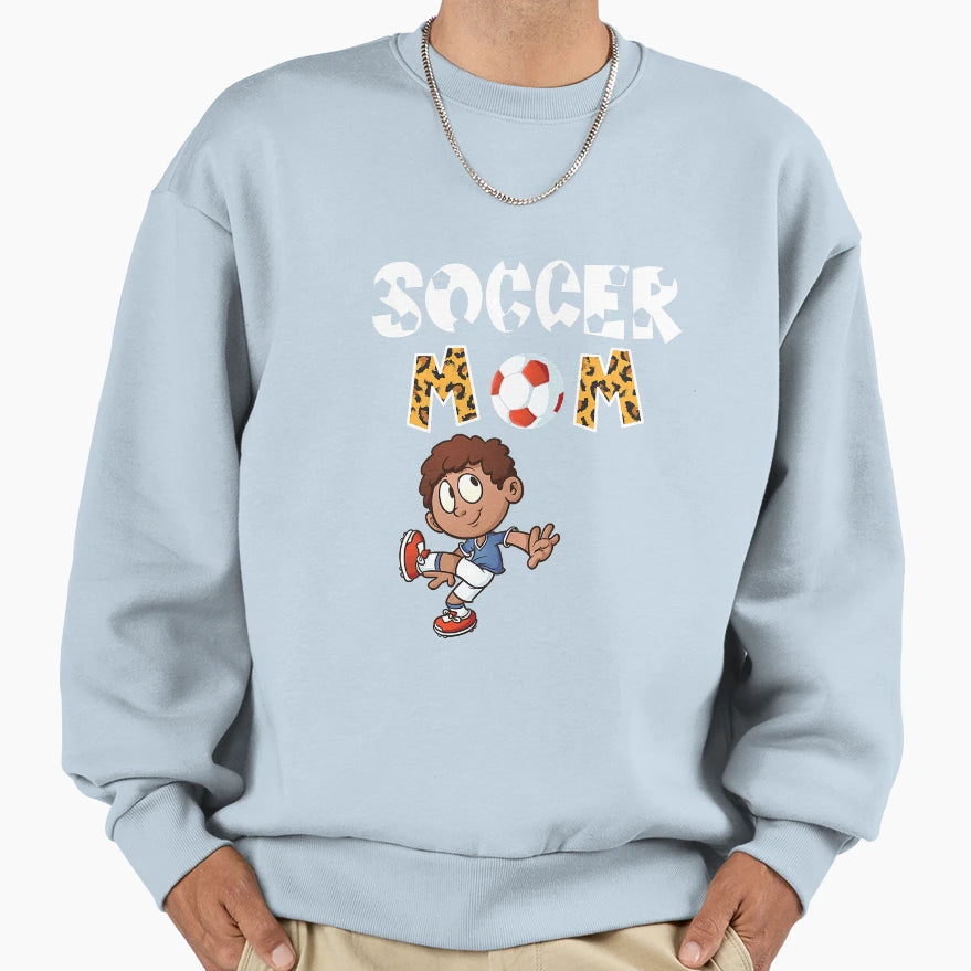 Soccer Mom Leopard Playing Soccer Sweatshirt - Graphic Print Unisex - T-Shirt, Sweatshirt, Hoodie