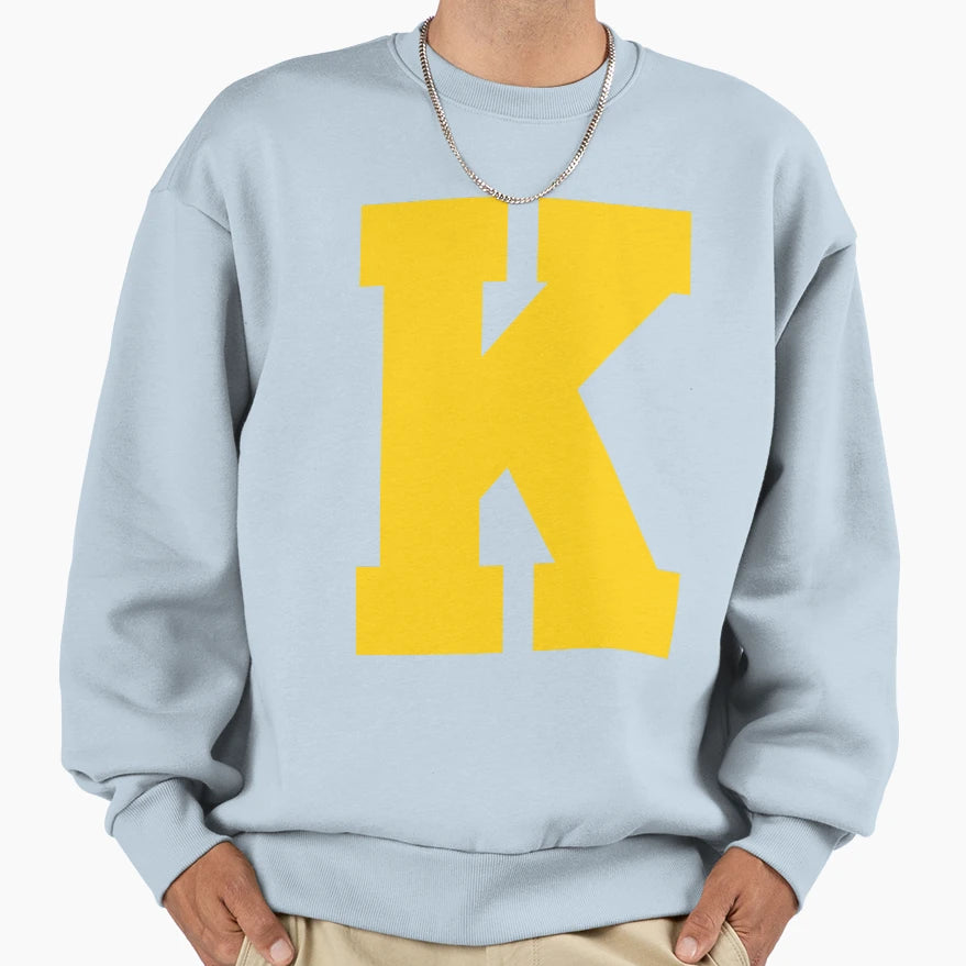 Alphabet Yellow K Sports Letter K Sweatshirt - Custom Art Print for Adults - T-Shirt, Sweatshirt, Hoodie
