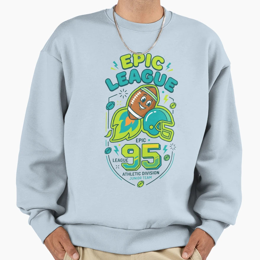 Varsity Football Epic League 95 Sweatshirt - Novelty Apparel for Adults - T-Shirt, Sweatshirt, Hoodie