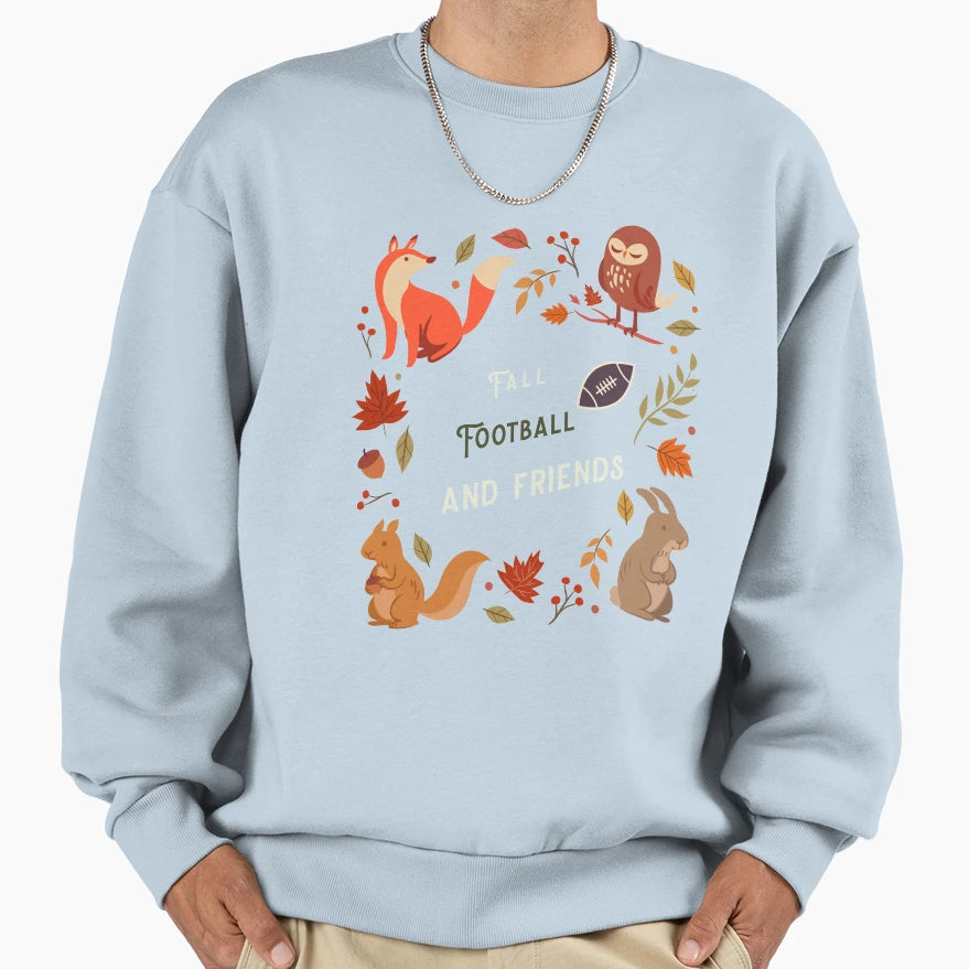Fall Football Friends Animals Sweatshirt - Aesthetic Graphic Men Women - T-Shirt, Sweatshirt, Hoodie