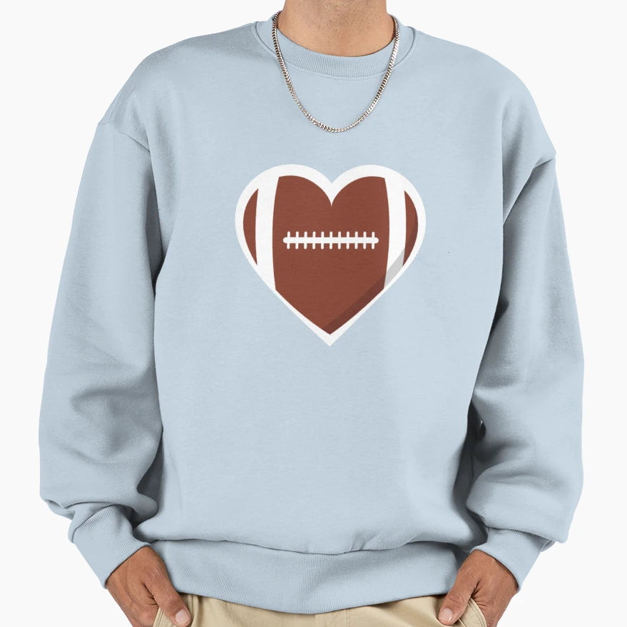 Football Heart Love Super Bowl Sweatshirt - Graphic Print for Adults - T-Shirt, Sweatshirt, Hoodie