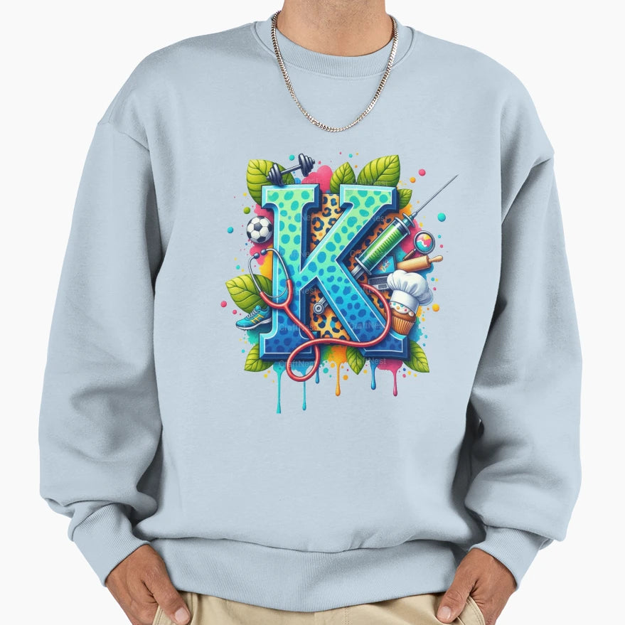 Alphabet Fusion Art Letter K Z Sweatshirt - Streetwear Style for Adults - T-Shirt, Sweatshirt, Hoodie