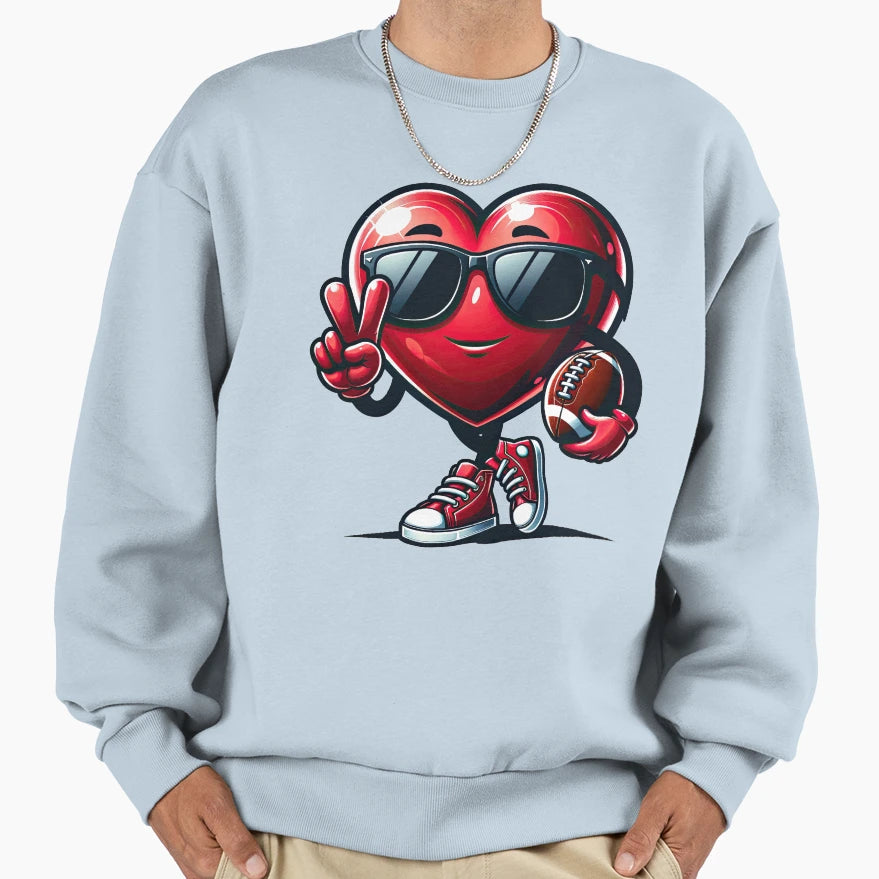 Heart American Football Valentines T-Shirt - Aesthetic Graphic for Adults - T-Shirt, Sweatshirt, Hoodie