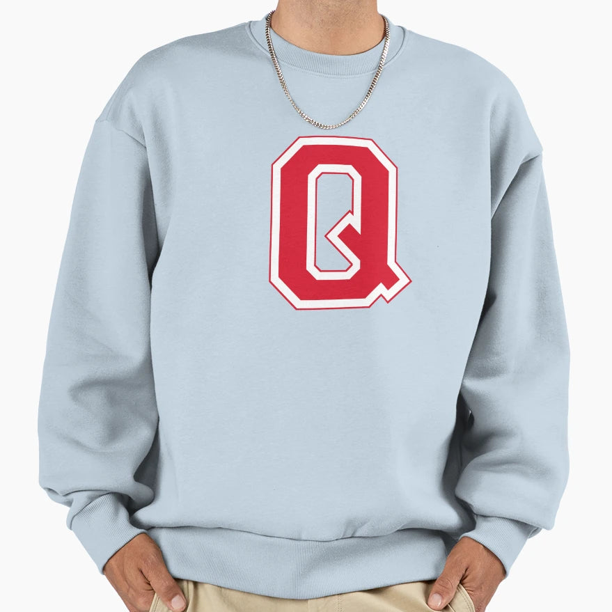 Red Varsity Letter Q Sweatshirt - Casual Everyday Wear Men Women - T-Shirt, Sweatshirt, Hoodie