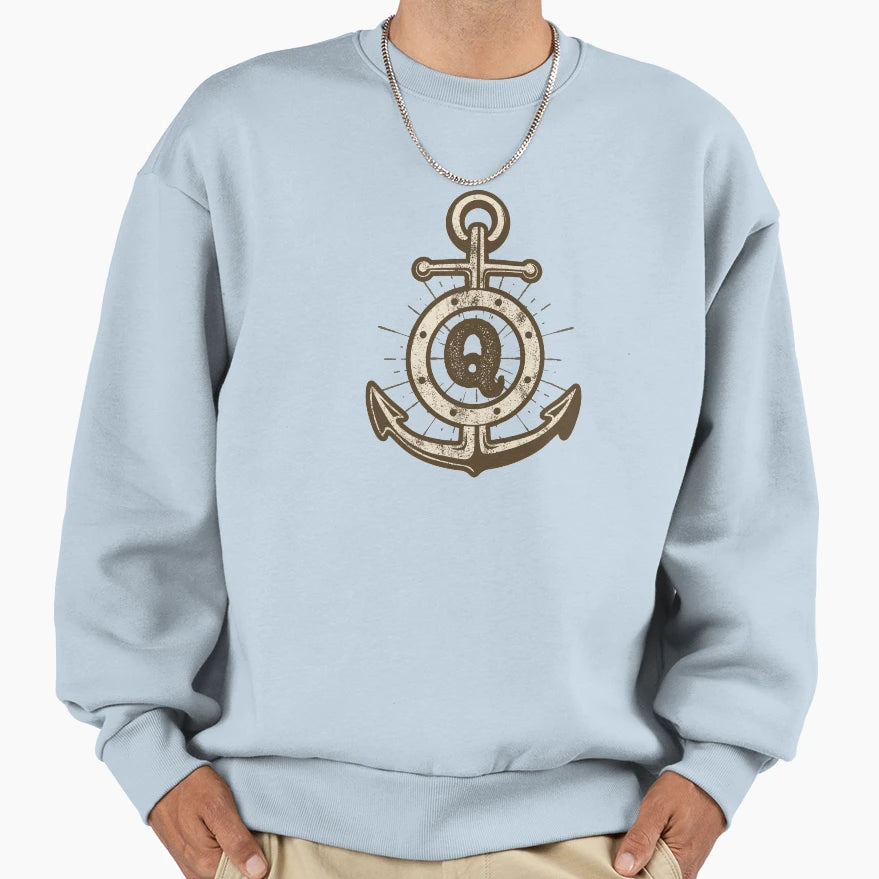 Monogram Q Anchor Sweatshirt - Minimalist Print Men Women - T-Shirt, Sweatshirt, Hoodie