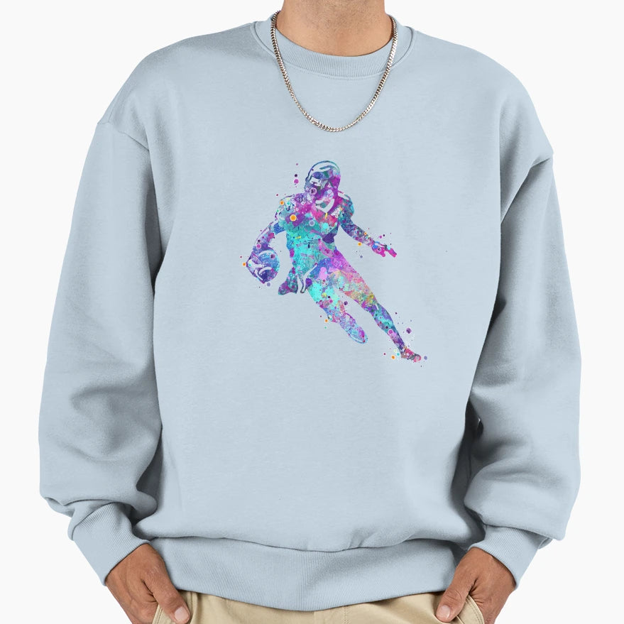 American Football Player Watercolor Sweatshirt - Fun Novelty Design Unisex - T-Shirt, Sweatshirt, Hoodie