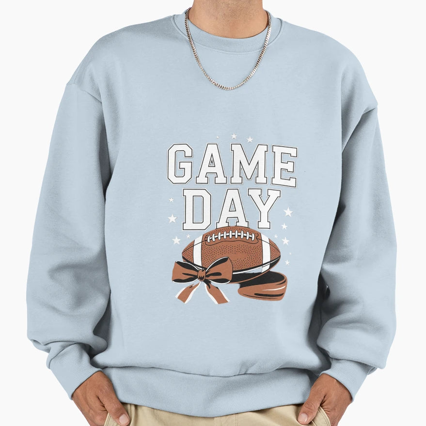 Game Day Coquette Bow Football Sweatshirt - Trendy Graphic for Adults - T-Shirt, Sweatshirt, Hoodie