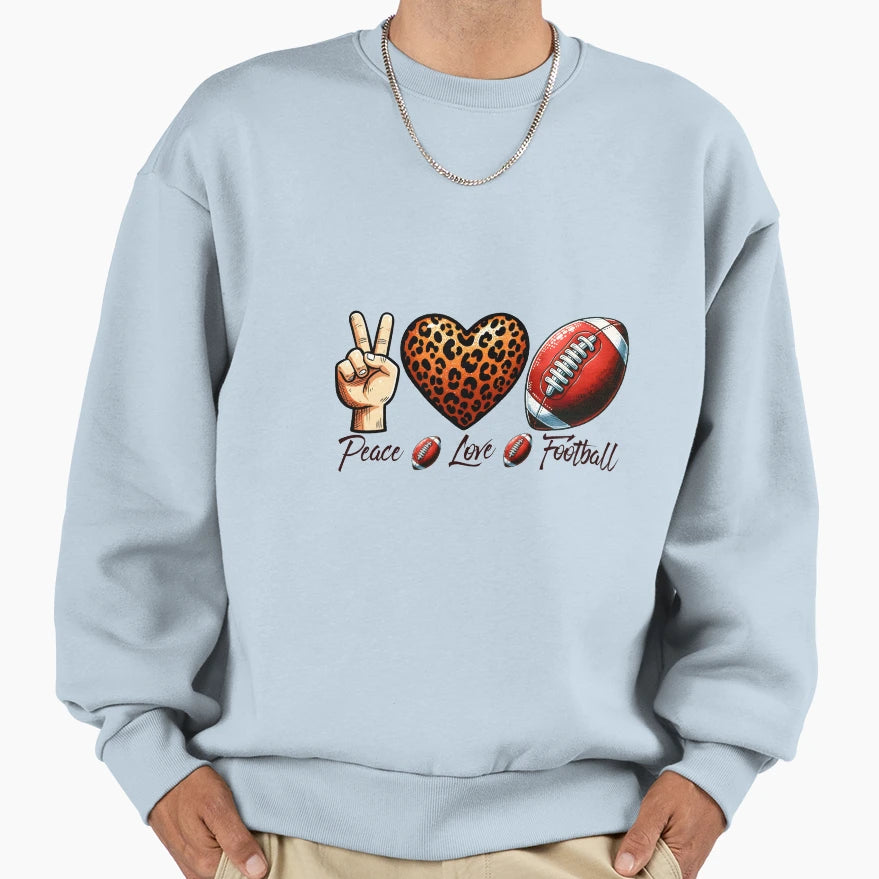 Peace Love Football Sweatshirt - Fun Novelty Design Men Women - T-Shirt, Sweatshirt, Hoodie