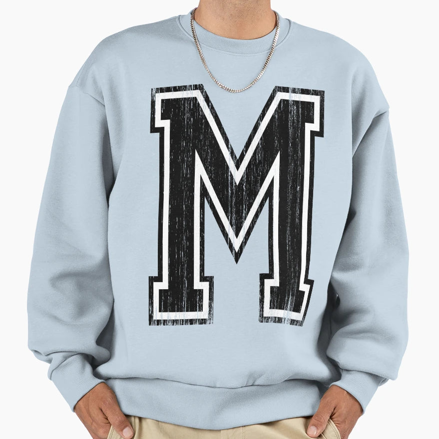 Big Varsity Letter M Sweatshirt - Trendy Graphic Unisex - T-Shirt, Sweatshirt, Hoodie