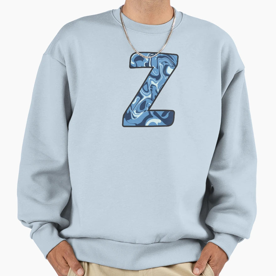 Z Blue Marble Alphabet Letter Sweatshirt - Custom Art Print for Adults - T-Shirt, Sweatshirt, Hoodie
