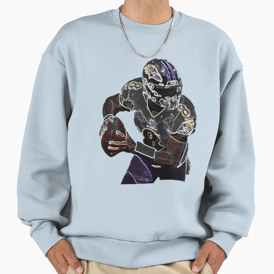 Lamar Jackons Raven Fan Art Sweatshirt - Graphic Print Unisex - T-Shirt, Sweatshirt, Hoodie