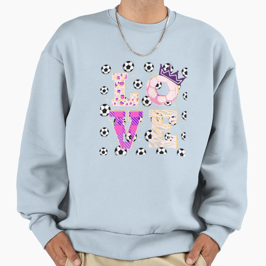Love Soccer Ball Crown Animal Sweatshirt - Aesthetic Graphic Unisex - T-Shirt, Sweatshirt, Hoodie
