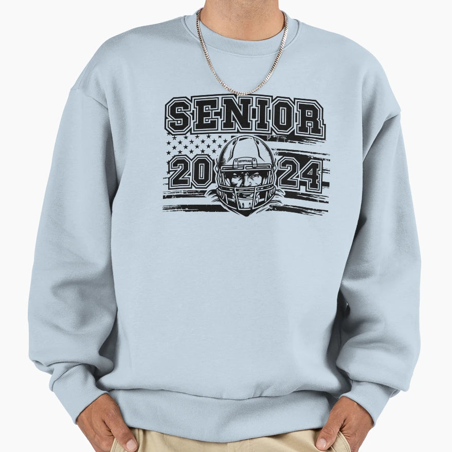Senior 2024 Football Player Sweatshirt - Fun Novelty Design Men Women - T-Shirt, Sweatshirt, Hoodie