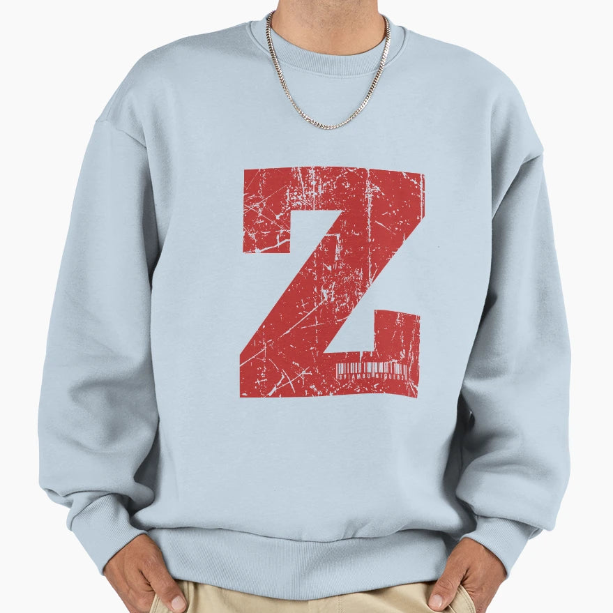 Red Grunge Monogram Letter Z I Am Sweatshirt - Minimalist Print Men Women - T-Shirt, Sweatshirt, Hoodie