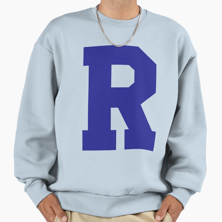 Alphabet Blue M Sports Letter Sweatshirt - Casual Everyday Wear for Adults - T-Shirt, Sweatshirt, Hoodie