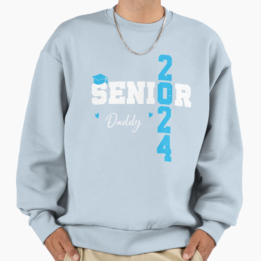 Senior 2024 Daddy Graduate Heart Sweatshirt - Custom Art Print for Adults - T-Shirt, Sweatshirt, Hoodie