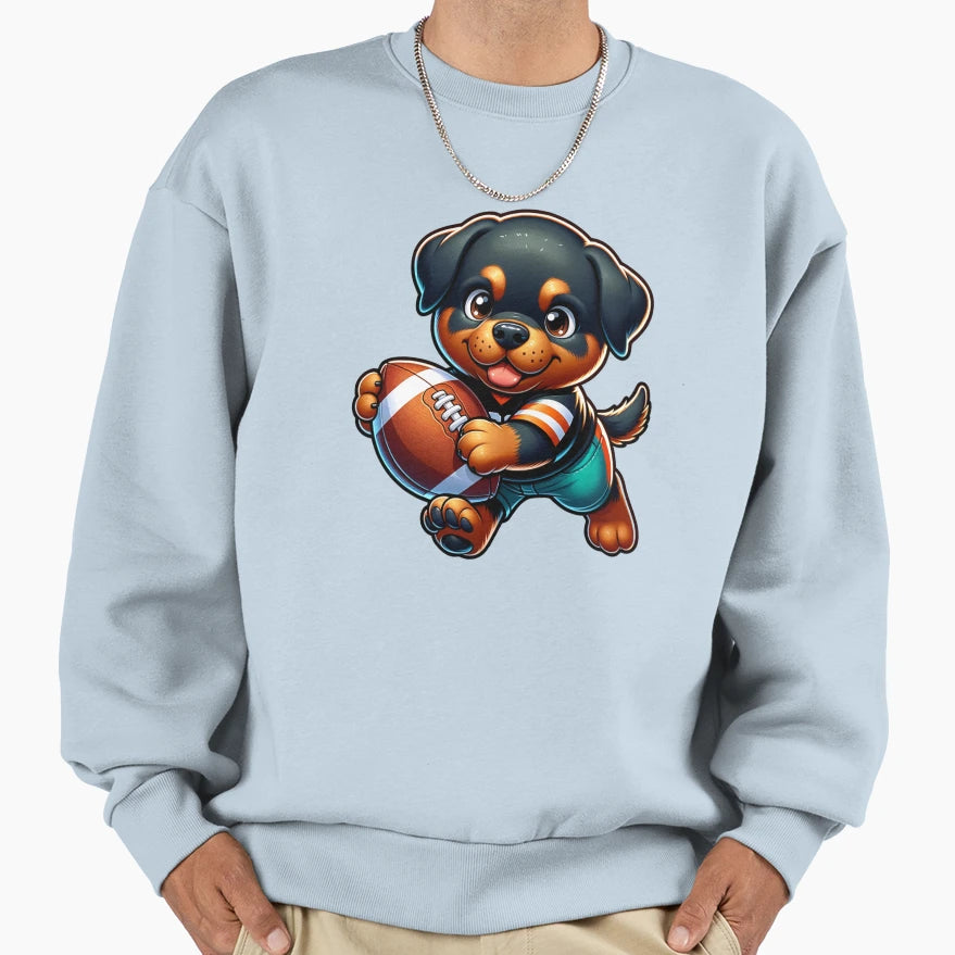 Puppy Playing Football Sweatshirt - Fun Novelty Design for Adults - T-Shirt, Sweatshirt, Hoodie