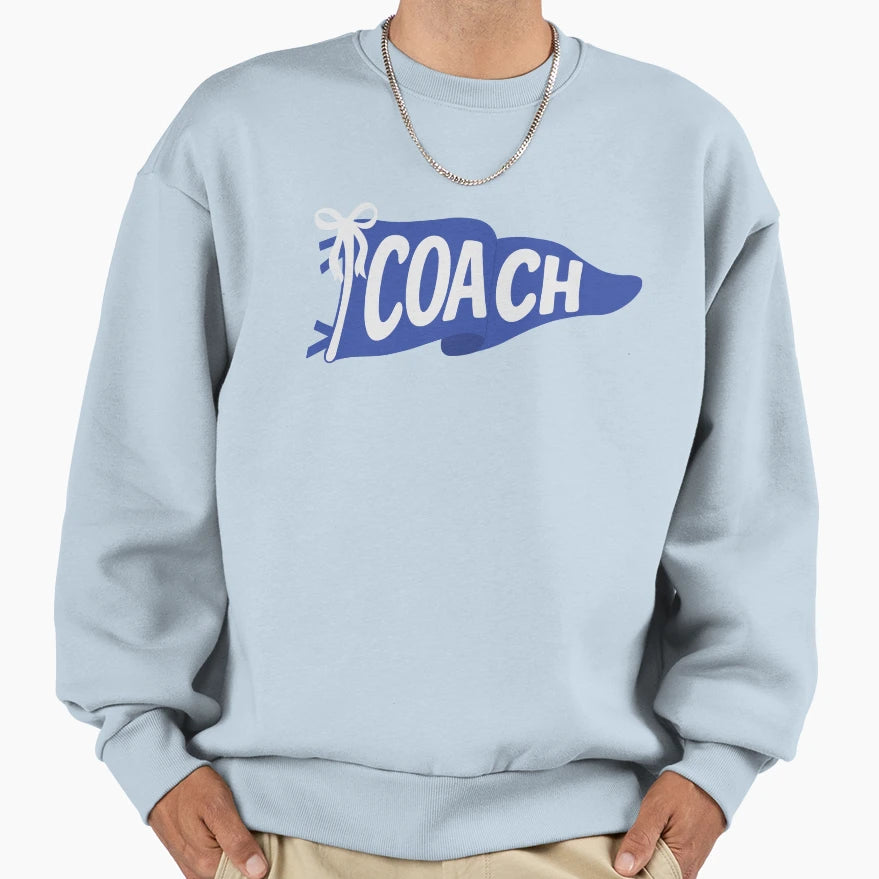 Coach Pennant Flag Blue Sweatshirt - Minimalist Print for Adults - T-Shirt, Sweatshirt, Hoodie