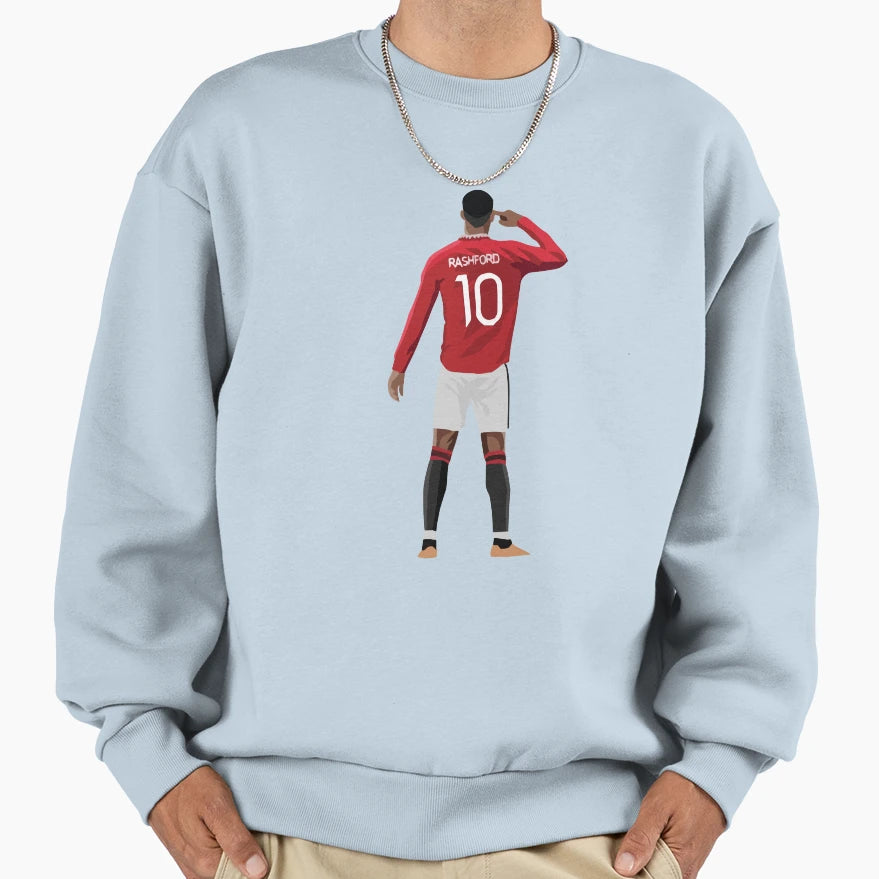 Rashford Celebration Illustration Sweatshirt - Minimalist Print for Adults - T-Shirt, Sweatshirt, Hoodie