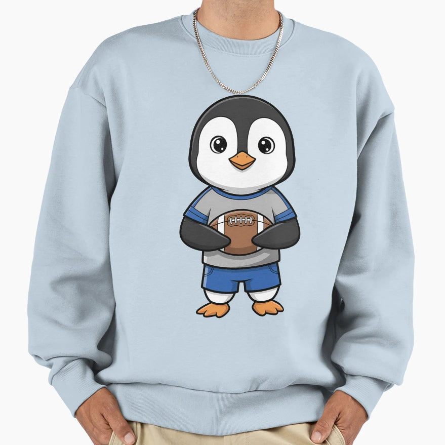 Penguin Football Player Sports Fan Sweatshirt - Graphic Print Unisex - T-Shirt, Sweatshirt, Hoodie