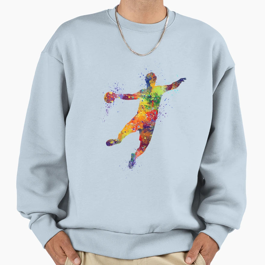 Handball Player Watercolor Sports Sweatshirt - Minimalist Print Men Women - T-Shirt, Sweatshirt, Hoodie