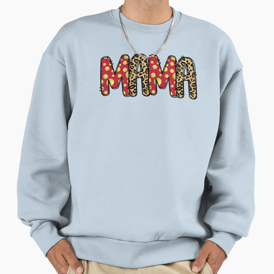 Mama Softball Fastpitch Mom Sweatshirt - Graphic Print Men Women - T-Shirt, Sweatshirt, Hoodie