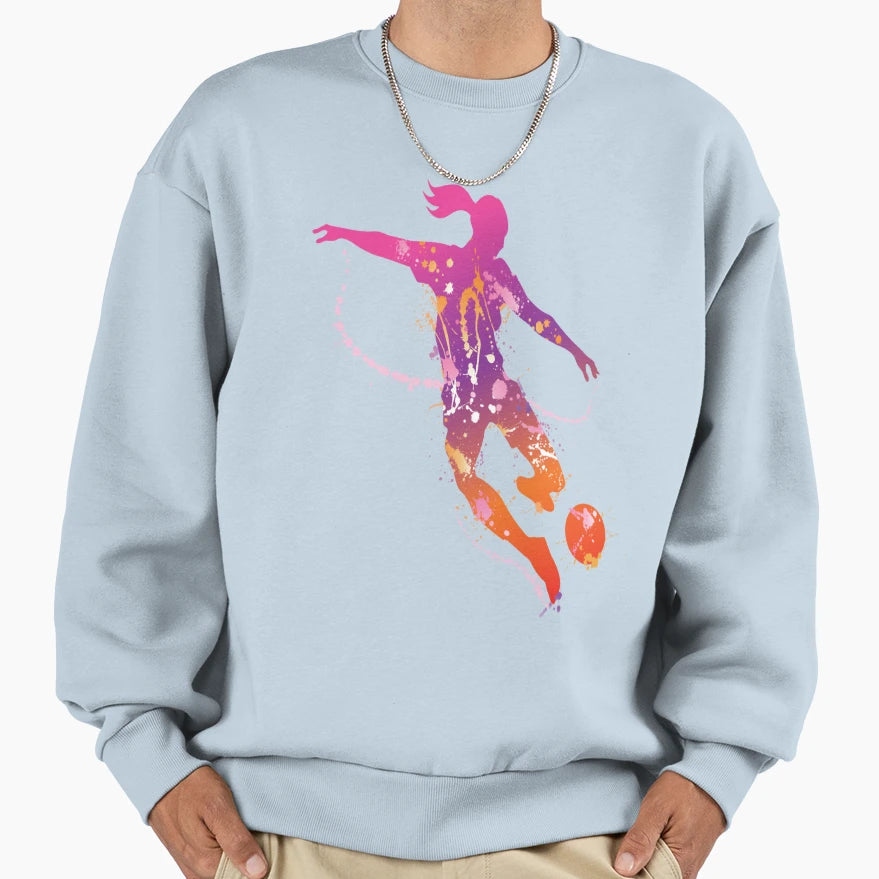 Female Soccer Player Sweatshirt - Unique Graphic Men Women - T-Shirt, Sweatshirt, Hoodie