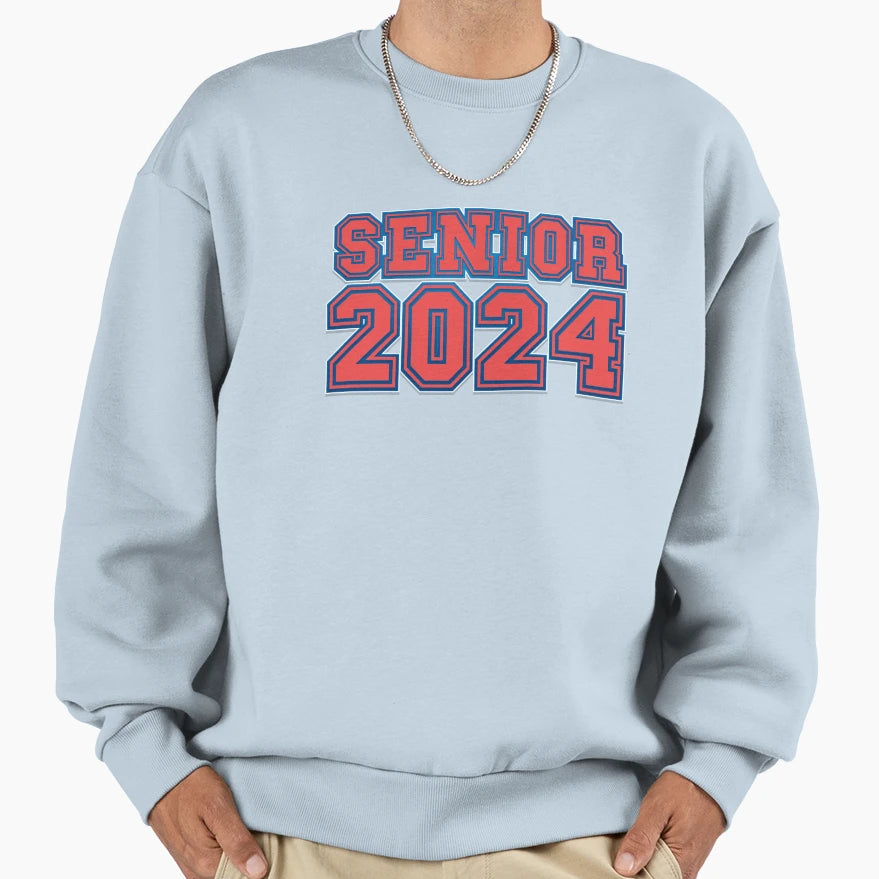 Red Tipography Senior 2024 Sport Old Sweatshirt - Custom Art Print Unisex - T-Shirt, Sweatshirt, Hoodie