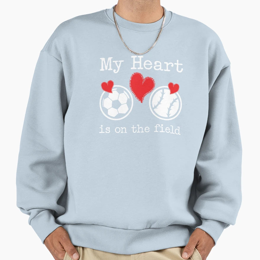 Soccer Baseball Heart Sports Sweatshirt - Casual Everyday Wear for Adults - T-Shirt, Sweatshirt, Hoodie